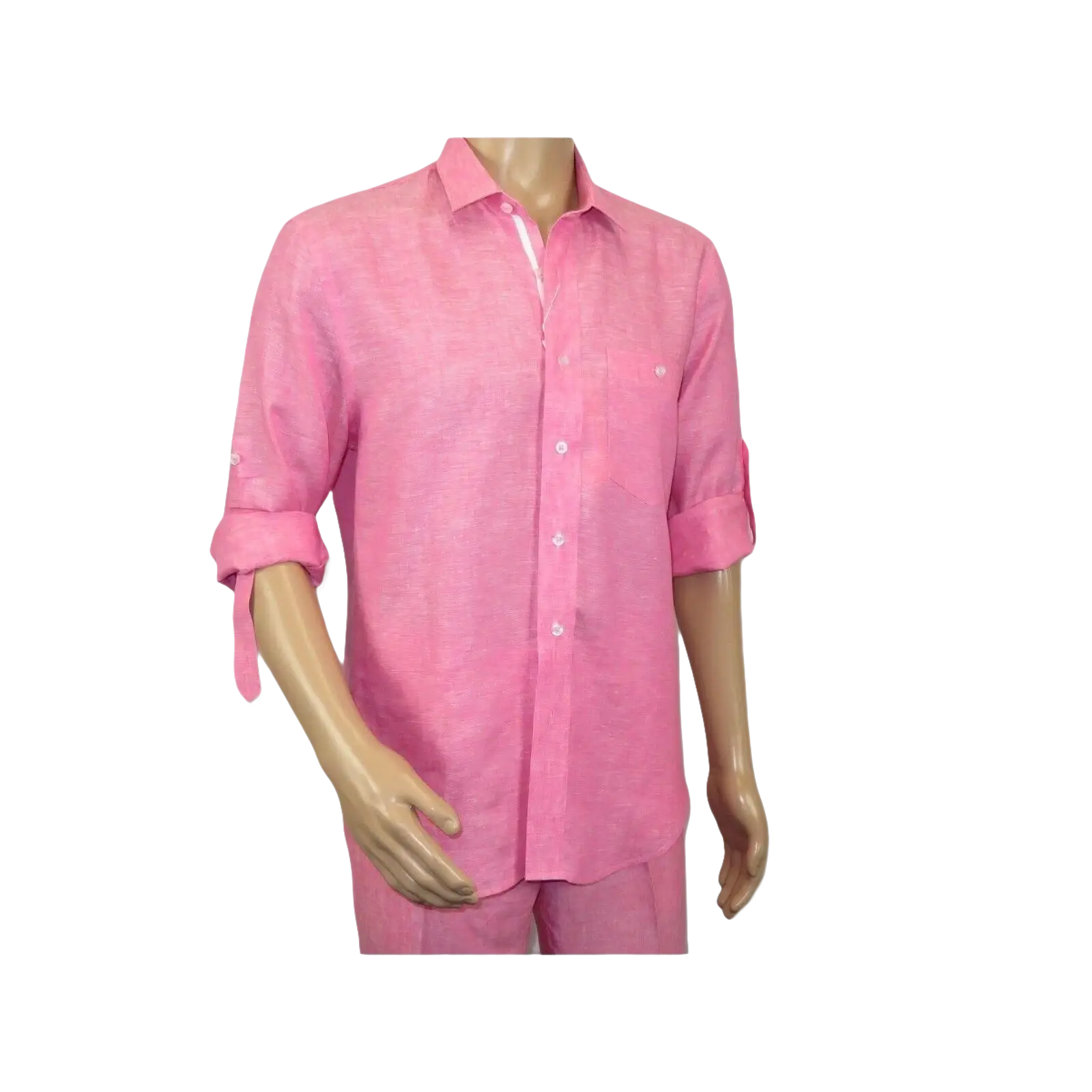 Men INSERCH premium Soft Linen Breathable 2pc Walking Leisure suit LS29116 Pink - J.Valintin Men's Wear Legend - 100689