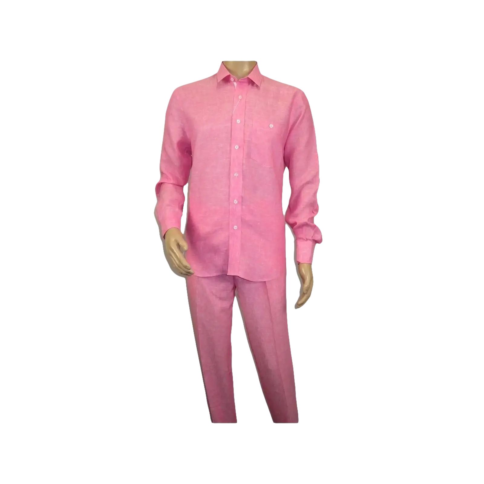 Men INSERCH premium Soft Linen Breathable 2pc Walking Leisure suit LS29116 Pink - J.Valintin Men's Wear Legend - 100689