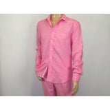 Men INSERCH premium Soft Linen Breathable 2pc Walking Leisure suit LS29116 Pink - J.Valintin Men's Wear Legend - 100689