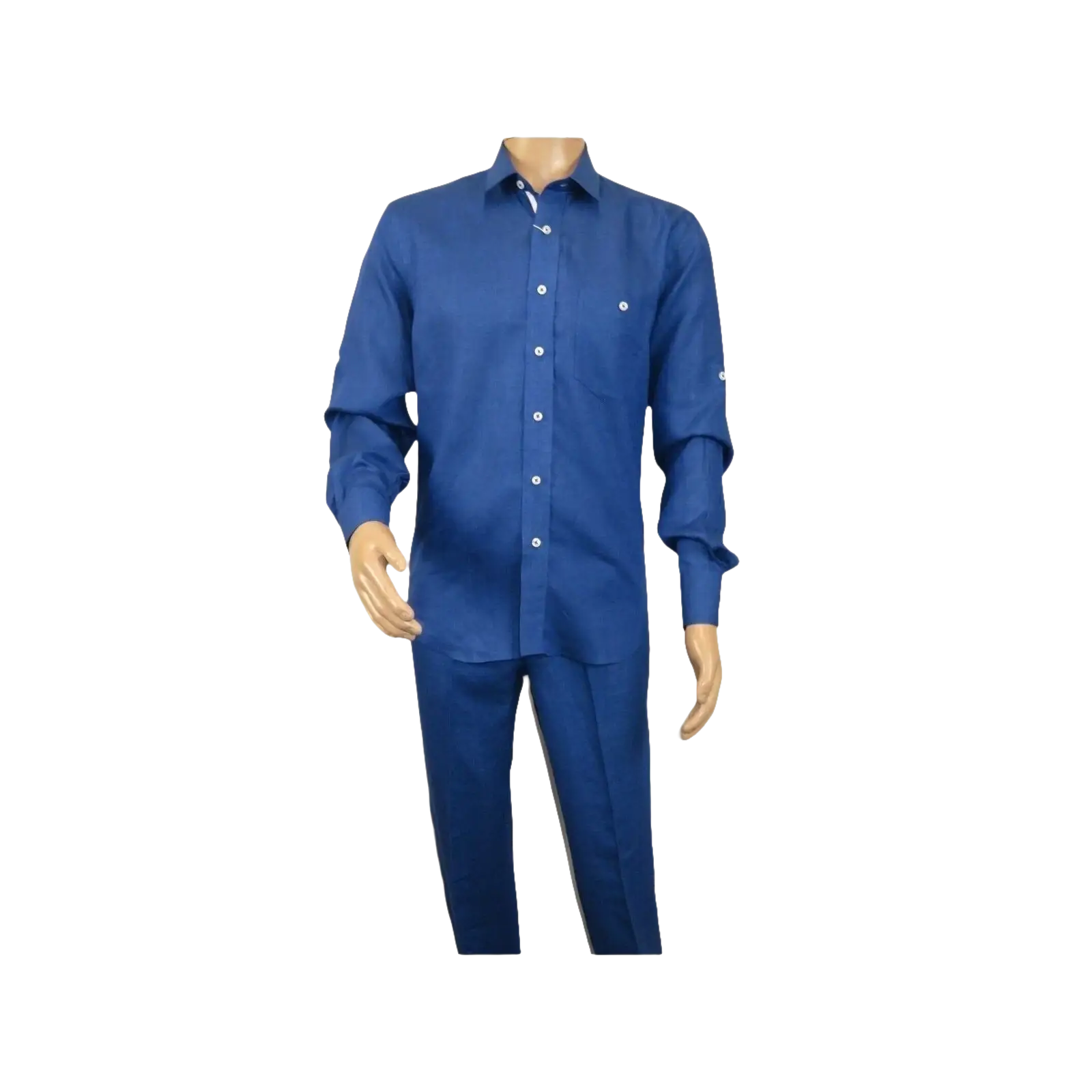 Men INSERCH premium Soft Linen Breathable 2pc Walking Leisure suit LS29116 Royal - J.Valintin Men's Wear Legend - 100682