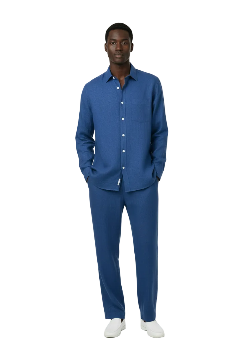 Men INSERCH premium Soft Linen Breathable 2pc Walking Leisure suit LS29116 Royal