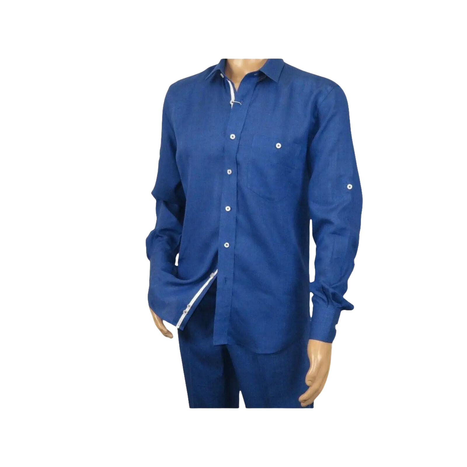 Men INSERCH premium Soft Linen Breathable 2pc Walking Leisure suit LS29116 Royal - J.Valintin Men's Wear Legend - 100682