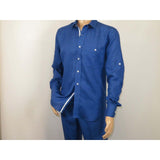 Men INSERCH premium Soft Linen Breathable 2pc Walking Leisure suit LS29116 Royal - J.Valintin Men's Wear Legend - 100682