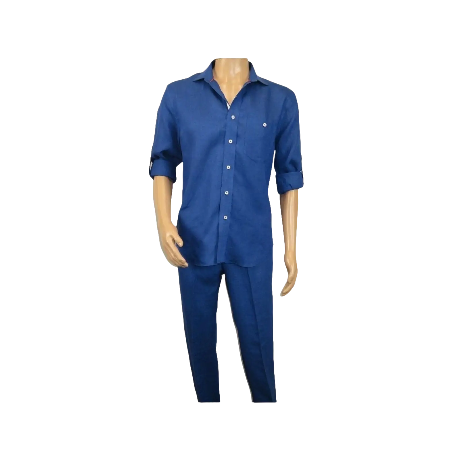 Men INSERCH premium Soft Linen Breathable 2pc Walking Leisure suit LS29116 Royal - J.Valintin Men's Wear Legend - 100682