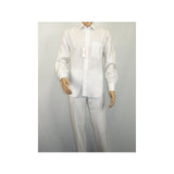 Men INSERCH premium Soft Linen Breathable 2pc Walking Leisure suit LS29116 white - J.Valintin Men's Wear Legend - 100668