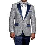 Men Insomnia Manzini Blazer Stage Performer Singer MZN136 Sky Blue Lace design - J.Valintin Men's Wear Legend - 5906