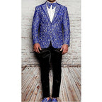 Men Insomnia Manzini Blazer Stage Performer Singer Prom MZN137 Royal Blue Lace - J.Valintin Men's Wear Legend - 6717