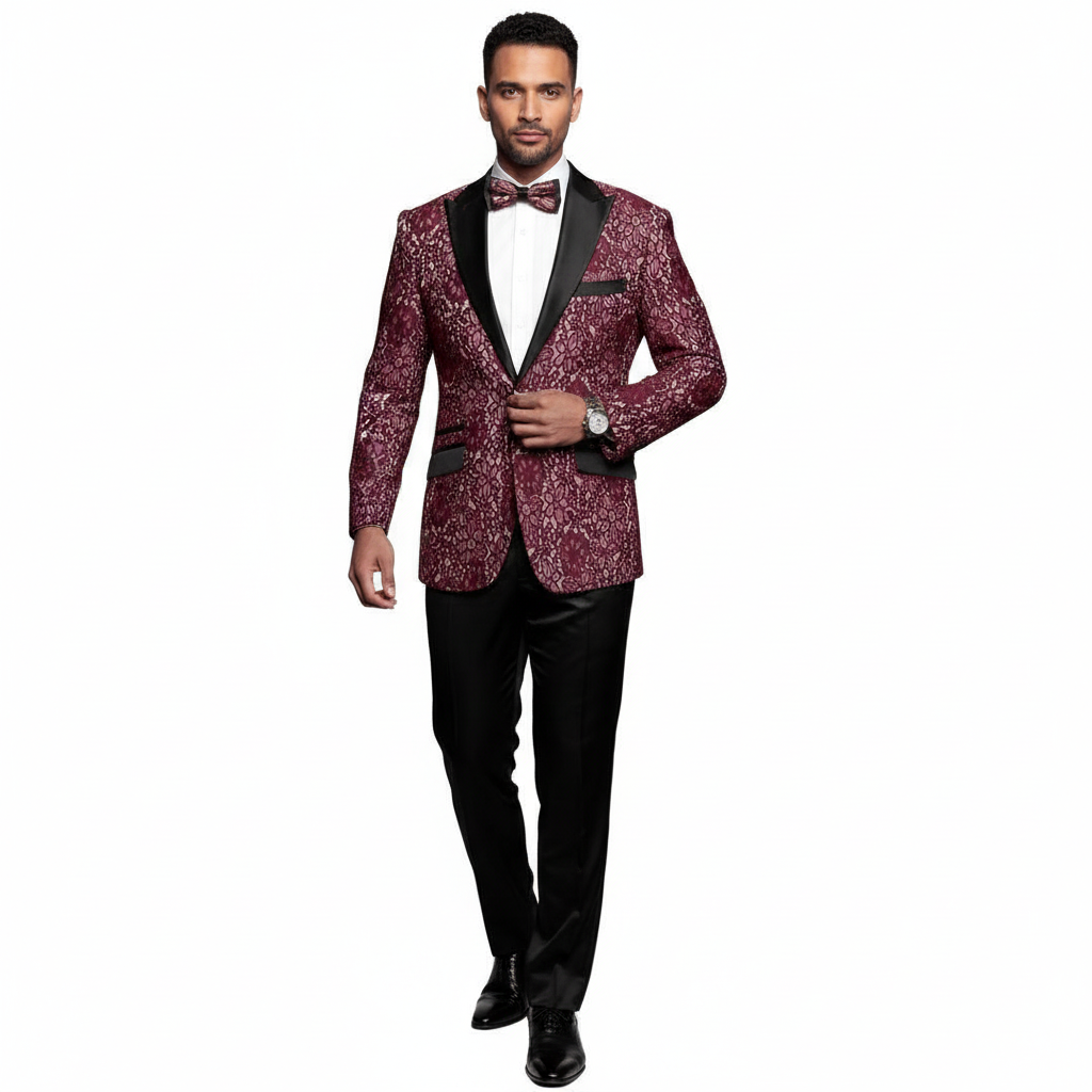 Men Insomnia Manzini Blazer Stage Performer Singer Prom MZN138 Burgundy Lace new