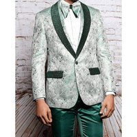 Men Insomnia Manzini Blazer Stage Performer Singer Prom MZS300 Green Floral New - J.Valintin Men's Wear Legend - 6759