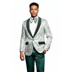 Men Insomnia Manzini Blazer Stage Performer Singer Prom MZS300 Green Floral New