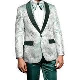 Men Insomnia Manzini Blazer Stage Performer Singer Prom MZS300 Green Floral New - J.Valintin Men's Wear Legend - 6759