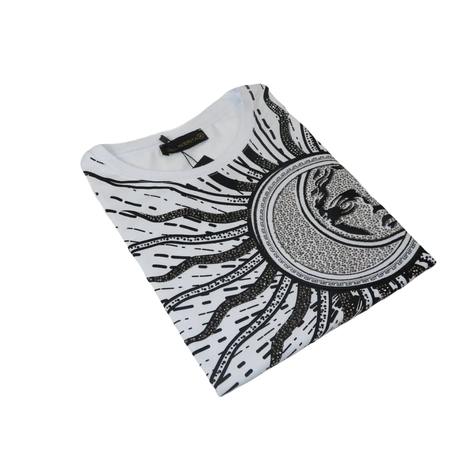 Men LAVERITA European Fashion Crew Shirt Medusa Medallion 94462 White - J.Valintin Men's Wear Legend - 99987