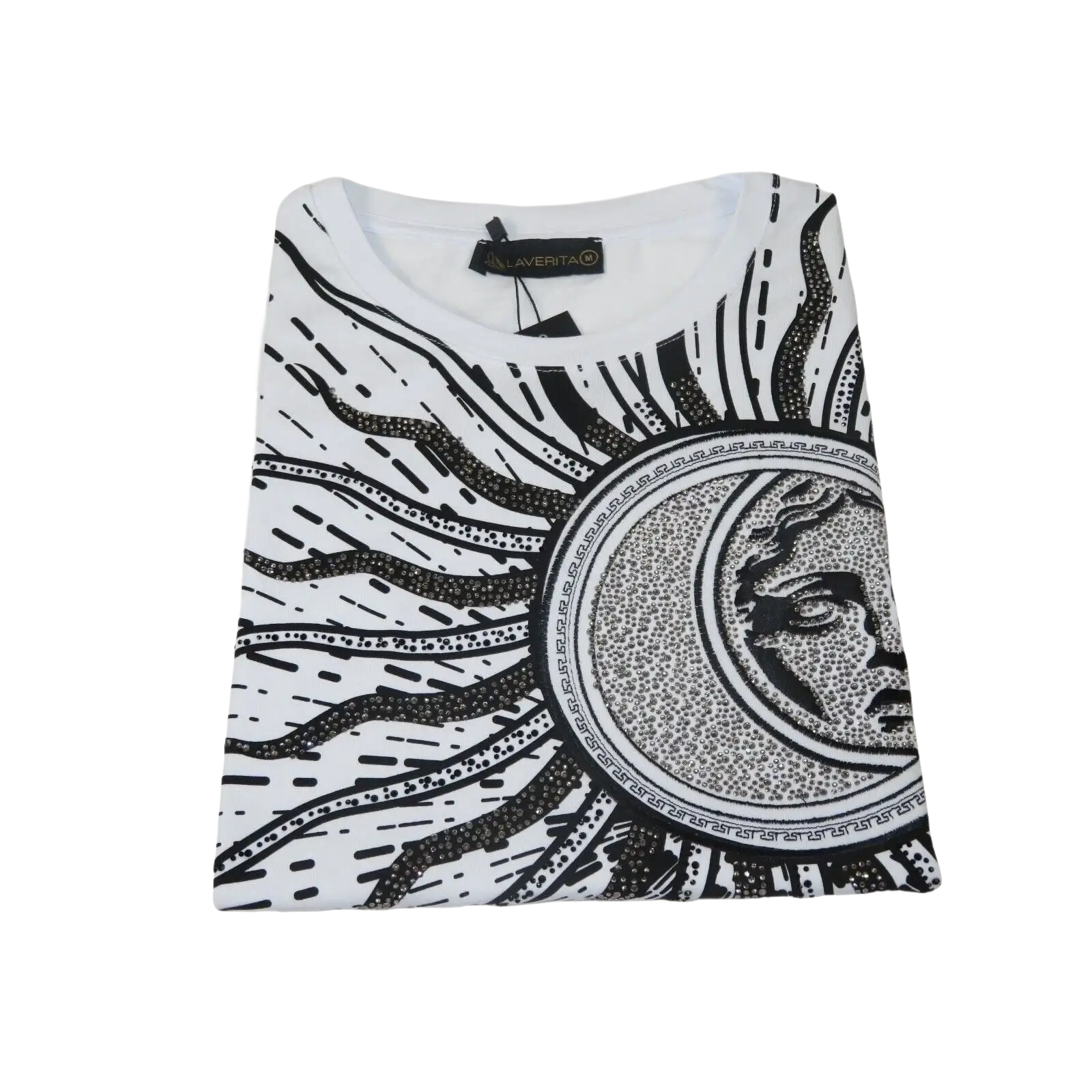 Men LAVERITA European Fashion Crew Shirt Medusa Medallion 94462 White - J.Valintin Men's Wear Legend - 99987