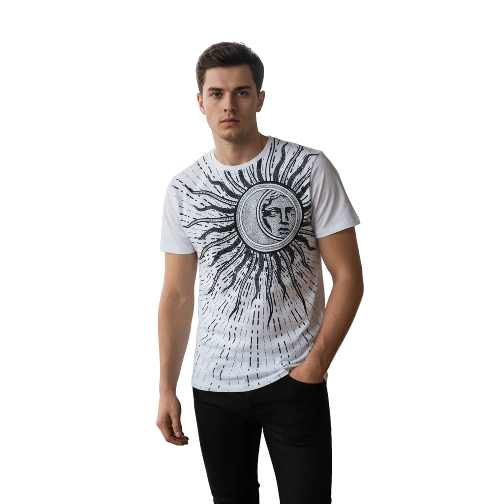 Men LAVERITA European Fashion Crew Shirt Medusa Medallion 94462 White