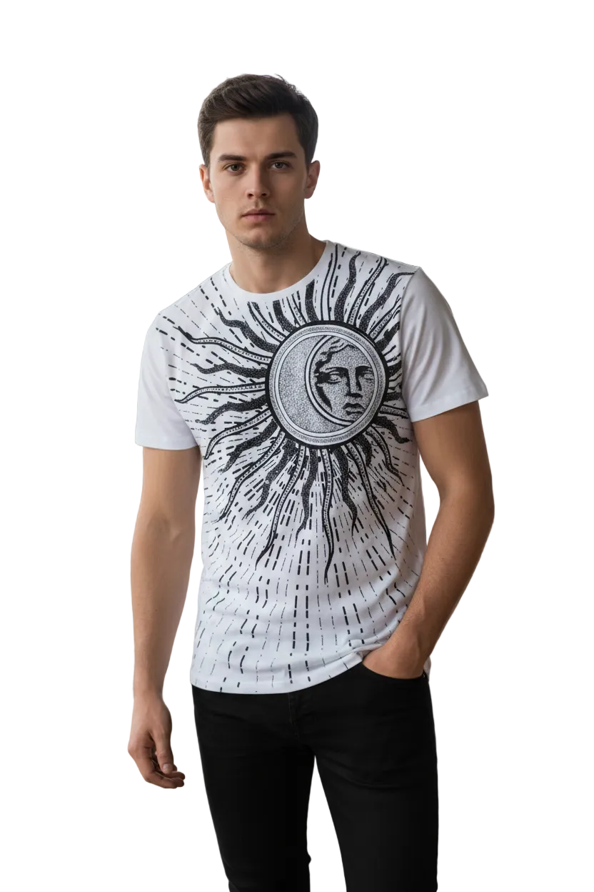 Men LAVERITA European Fashion Crew Shirt Medusa Medallion 94462 White