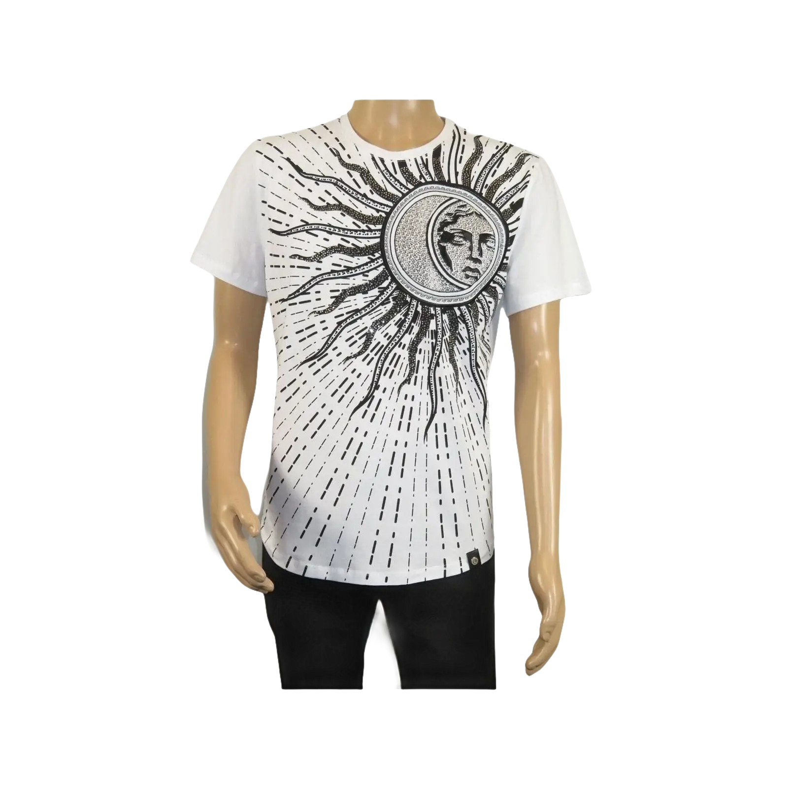Men LAVERITA European Fashion Crew Shirt Medusa Medallion 94462 White - J.Valintin Men's Wear Legend - 99987