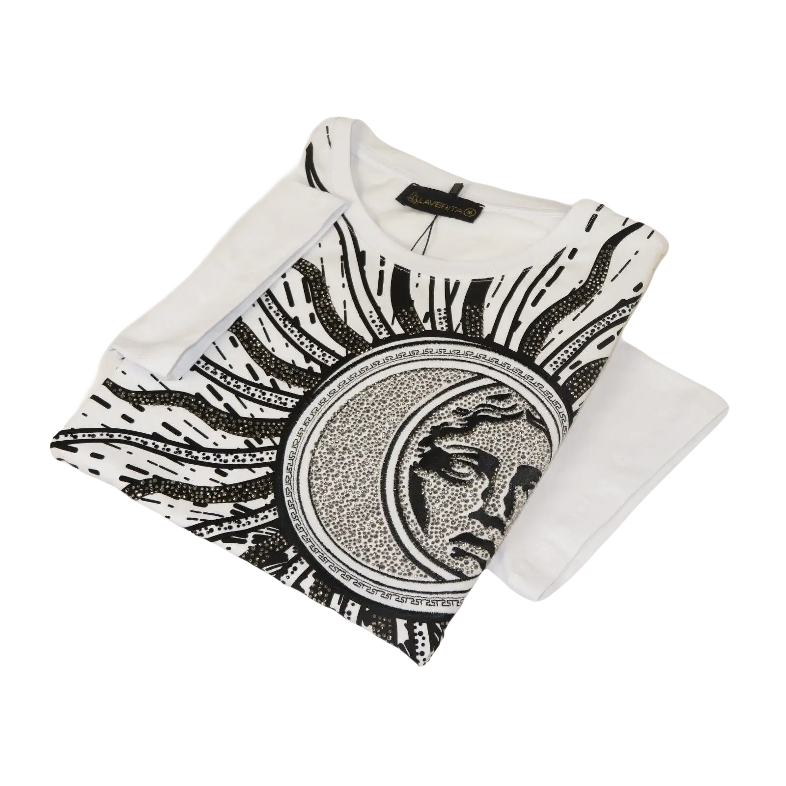 Men LAVERITA European Fashion Crew Shirt Medusa Medallion 94462 White - J.Valintin Men's Wear Legend - 99987