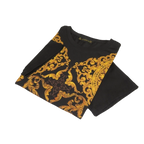 Men LAVERITA European Fashion Crew Shirt Rhine Cross Floral 93370 Black - J.Valintin Men's Wear Legend - 99951