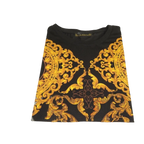Men LAVERITA European Fashion Crew Shirt Rhine Cross Floral 93370 Black - J.Valintin Men's Wear Legend - 99951