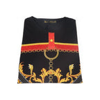 Men LAVERITA European Fashion Crew Shirt Rhine Stones Chain Florals 12085 Black - J.Valintin Men's Wear Legend - 99890