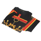 Men LAVERITA European Fashion Crew Shirt Rhine Stones Chain Florals 12085 Black - J.Valintin Men's Wear Legend - 99890