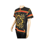 Men LAVERITA European Fashion Crew Shirt Rhine Stones Chain Florals 12085 Black - J.Valintin Men's Wear Legend - 99890