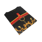 Men LAVERITA European Fashion Crew Shirt Rhine Stones Chain Florals 12085 Black - J.Valintin Men's Wear Legend - 99890