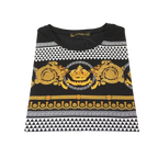 Men LAVERITA European Fashion Crew Shirt Rhine Stones Crown Floral 12087 Black - J.Valintin Men's Wear Legend - 99897