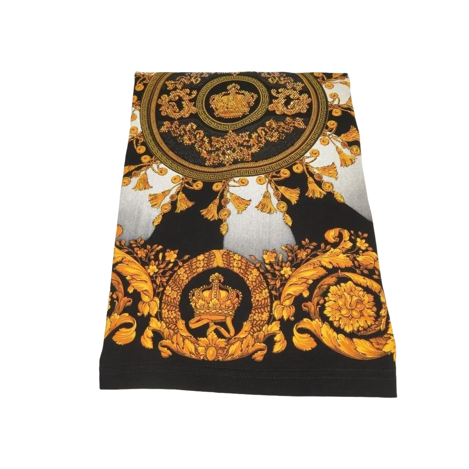 Men LAVERITA European Fashion Crew Shirt Rhine Stones Crown Florals 12089 Black - J.Valintin Men's Wear Legend - 99866