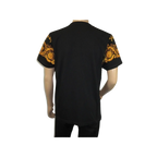 Men LAVERITA European Fashion Crew Shirt Rhine Stones Crown Florals 12089 Black - J.Valintin Men's Wear Legend - 99866