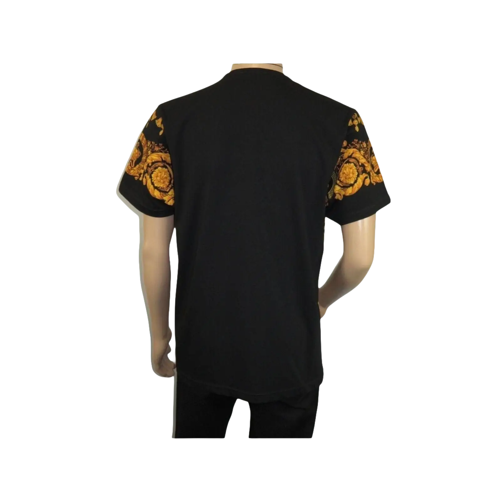 Men LAVERITA European Fashion Crew Shirt Rhine Stones Crown Florals 12089 Black - J.Valintin Men's Wear Legend - 99866