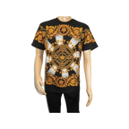 Men LAVERITA European Fashion Crew Shirt Rhine Stones Crown Florals 12089 Black - J.Valintin Men's Wear Legend - 99866