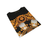 Men LAVERITA European Fashion Crew Shirt Rhine Stones Crown Florals 12089 Black - J.Valintin Men's Wear Legend - 99866