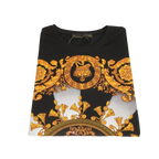 Men LAVERITA European Fashion Crew Shirt Rhine Stones Crown Florals 12089 Black - J.Valintin Men's Wear Legend - 99866