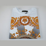 Men LAVERITA European Fashion Crew Shirt Rhine Stones Crown Florals 12089 White - J.Valintin Men's Wear Legend - 99872