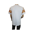 Men LAVERITA European Fashion Crew Shirt Rhine Stones Crown Florals 12089 White - J.Valintin Men's Wear Legend - 99872