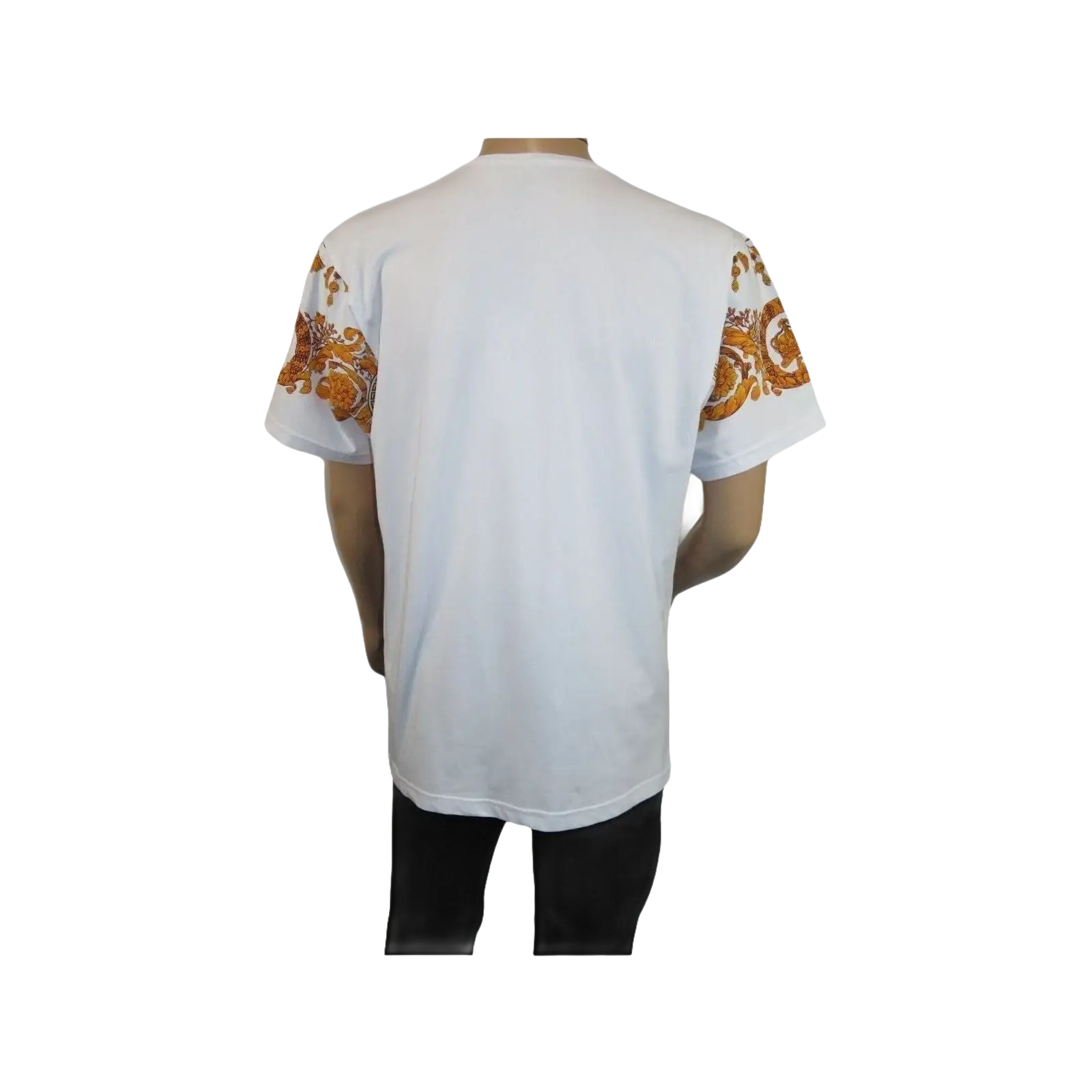 Men LAVERITA European Fashion Crew Shirt Rhine Stones Crown Florals 12089 White - J.Valintin Men's Wear Legend - 99872