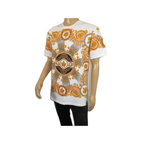 Men LAVERITA European Fashion Crew Shirt Rhine Stones Crown Florals 12089 White - J.Valintin Men's Wear Legend - 99872