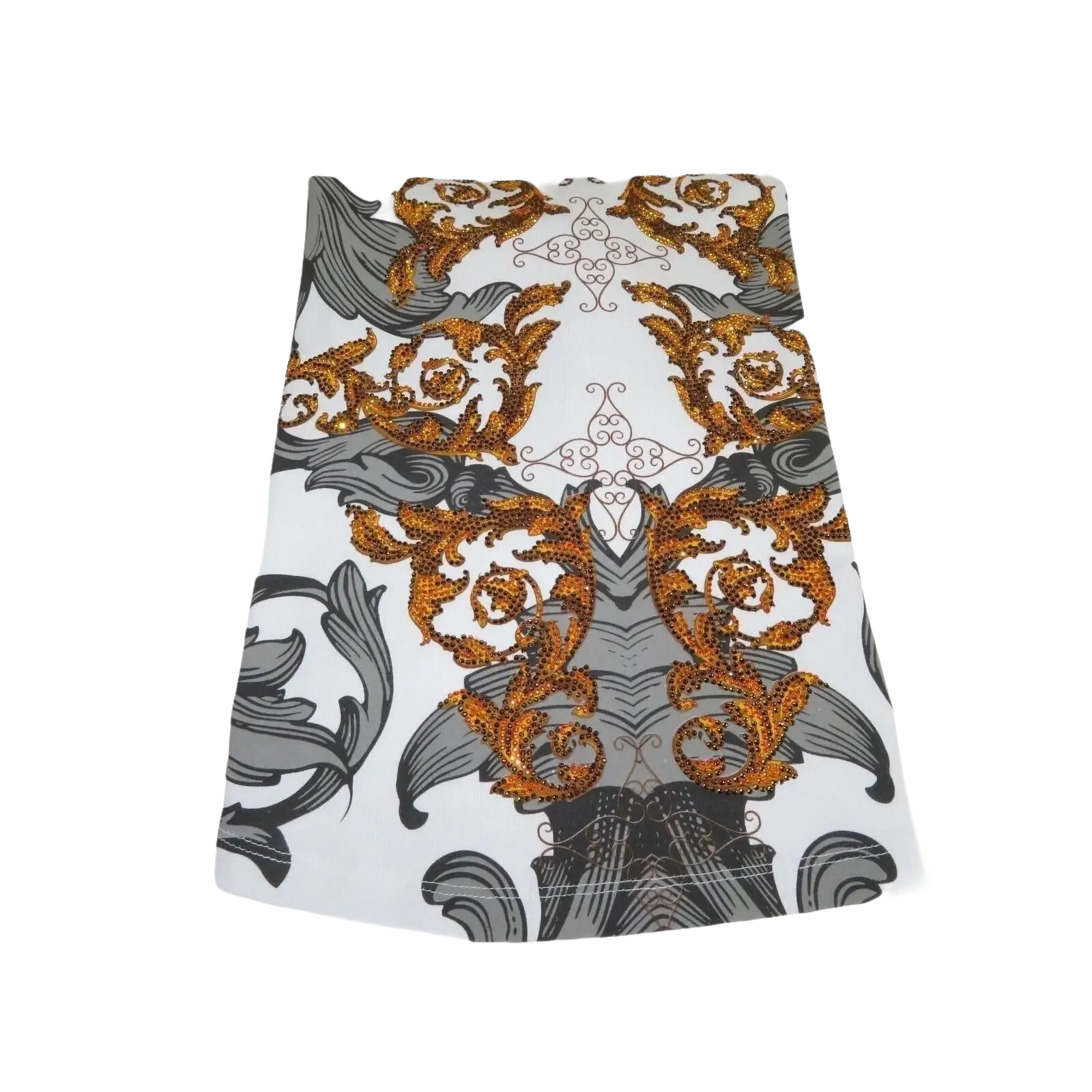 Men LAVERITA European Fashion Crew Shirt Rhine Stones Floral 93370 White - J.Valintin Men's Wear Legend - 99957