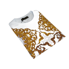 Men LAVERITA European Fashion Crew Shirt Rhine Stones Floral 93370 White - J.Valintin Men's Wear Legend - 99957