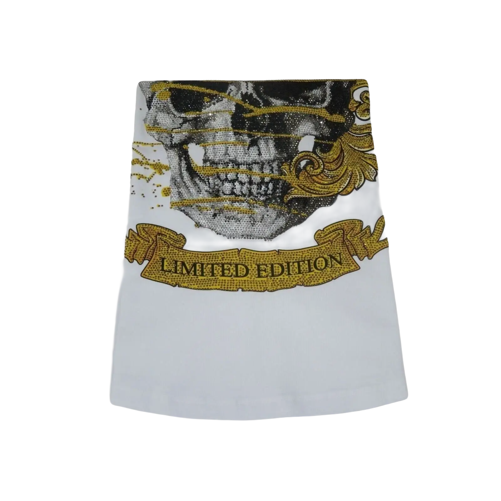 Men LAVERITA European Fashion Crew Shirt Rhine Stones Skeletons 93356 White - J.Valintin Men's Wear Legend - 99927
