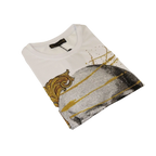 Men LAVERITA European Fashion Crew Shirt Rhine Stones Skeletons 93356 White - J.Valintin Men's Wear Legend - 99927