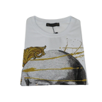 Men LAVERITA European Fashion Crew Shirt Rhine Stones Skeletons 93356 White - J.Valintin Men's Wear Legend - 99927