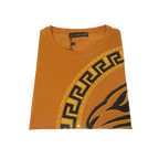 Men LAVERITA European Fashion Crew Shirt Short Sleeve Lion Medallion 93265 Camel - J.Valintin Men's Wear Legend - 99969