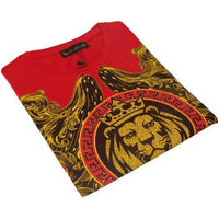 Men LAVERITA European Fashion Crew Shirt Short Sleeve Lion Medallion 93312 Red - J.Valintin Men's Wear Legend - 99945