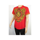 Men LAVERITA European Fashion Crew Shirt Short Sleeve Lion Medallion 93312 Red - J.Valintin Men's Wear Legend - 99945