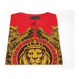 Men LAVERITA European Fashion Crew Shirt Short Sleeve Lion Medallion 93312 Red - J.Valintin Men's Wear Legend - 99945