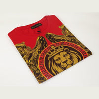 Men LAVERITA European Fashion Crew Shirt Short Sleeve Lion Medallion 93312 Red - J.Valintin Men's Wear Legend - 99945