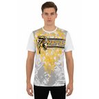 Men LAVERITA European Fashion Crew Shirt Short Sleeve Lion Medallion 93324 White