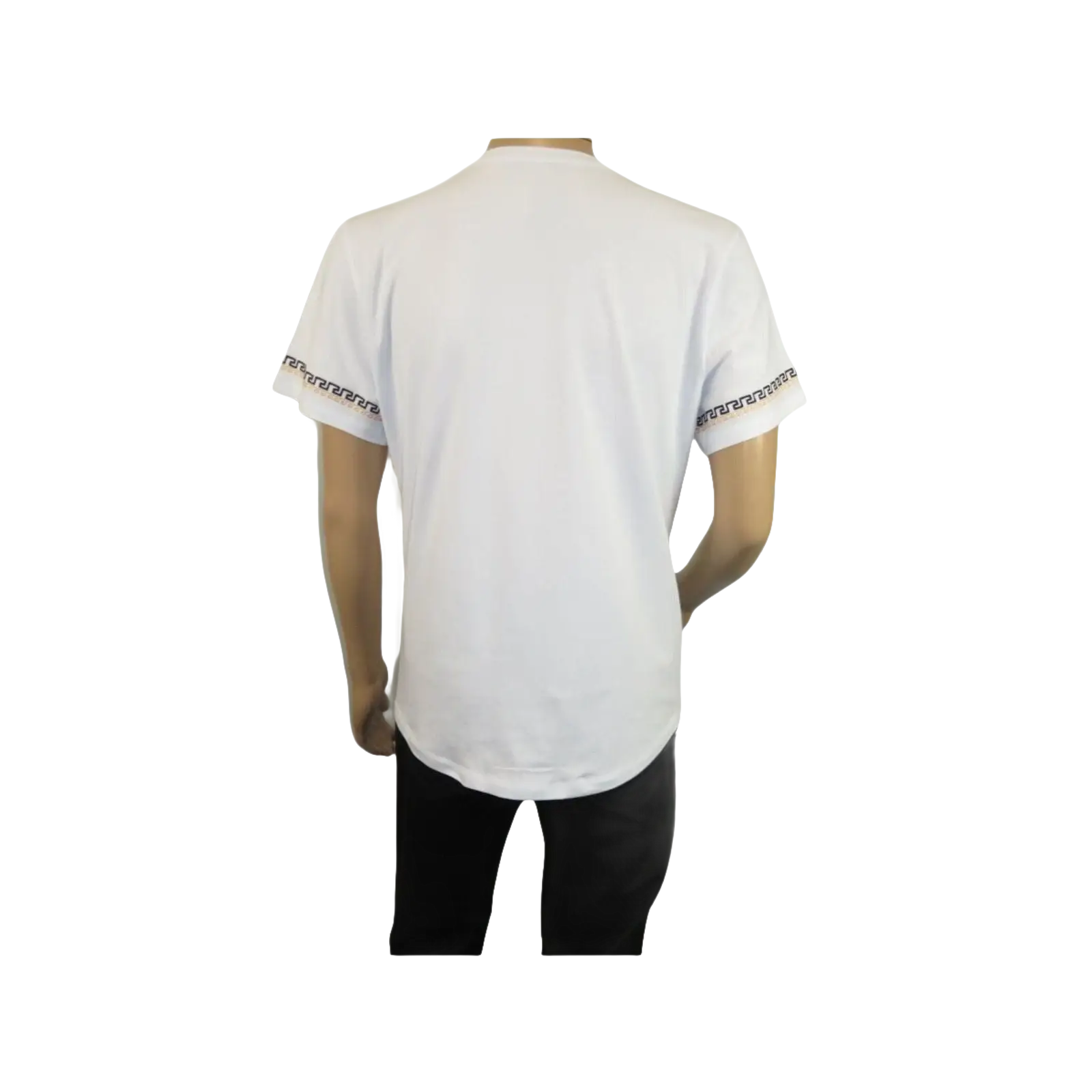 Men LAVERITA European Fashion Crew Shirt Short Sleeve Lion Medallion 94453 White - J.Valintin Men's Wear Legend - 99921